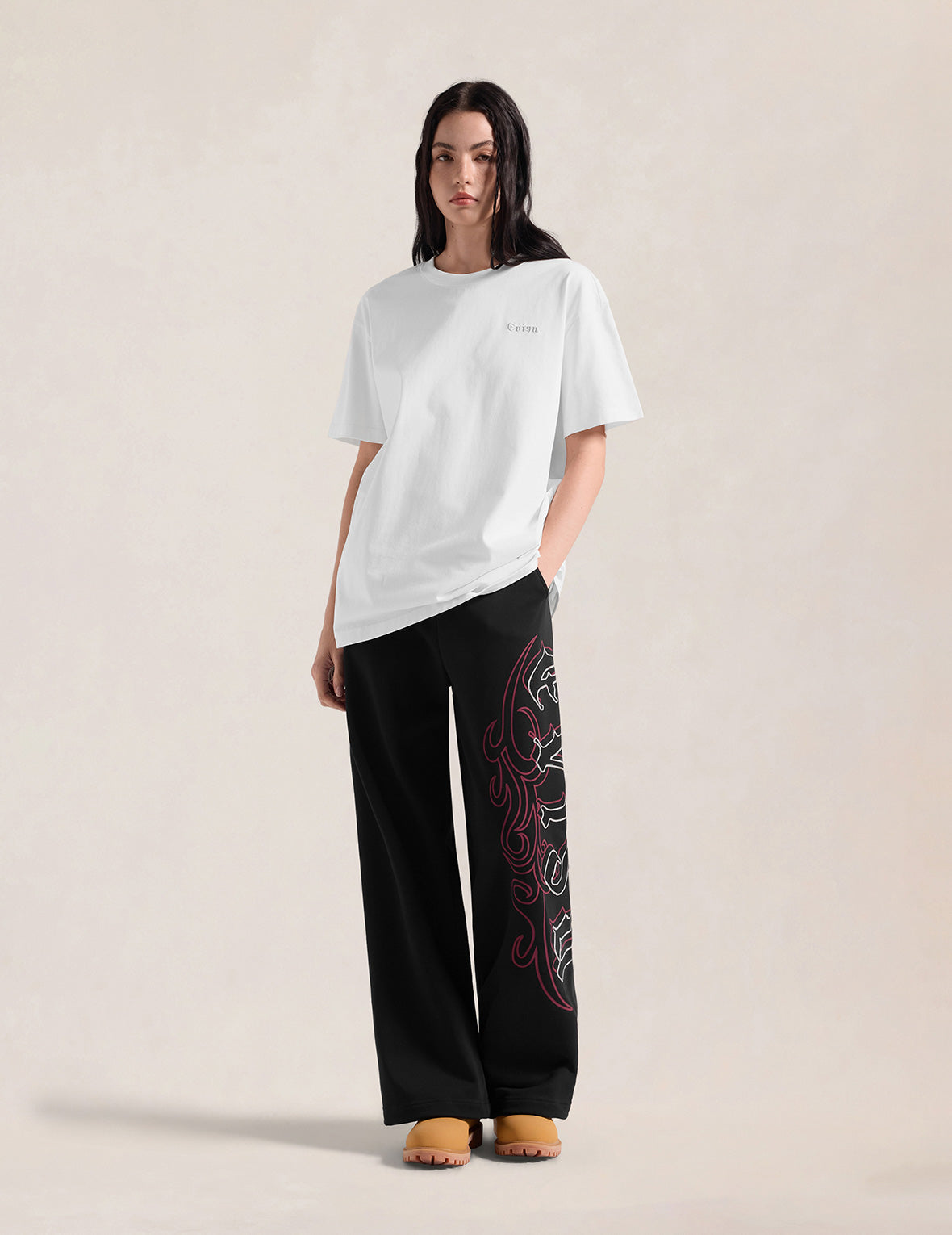 Gothic EVISU Logo Embroidered Straight Fit Sweatpants