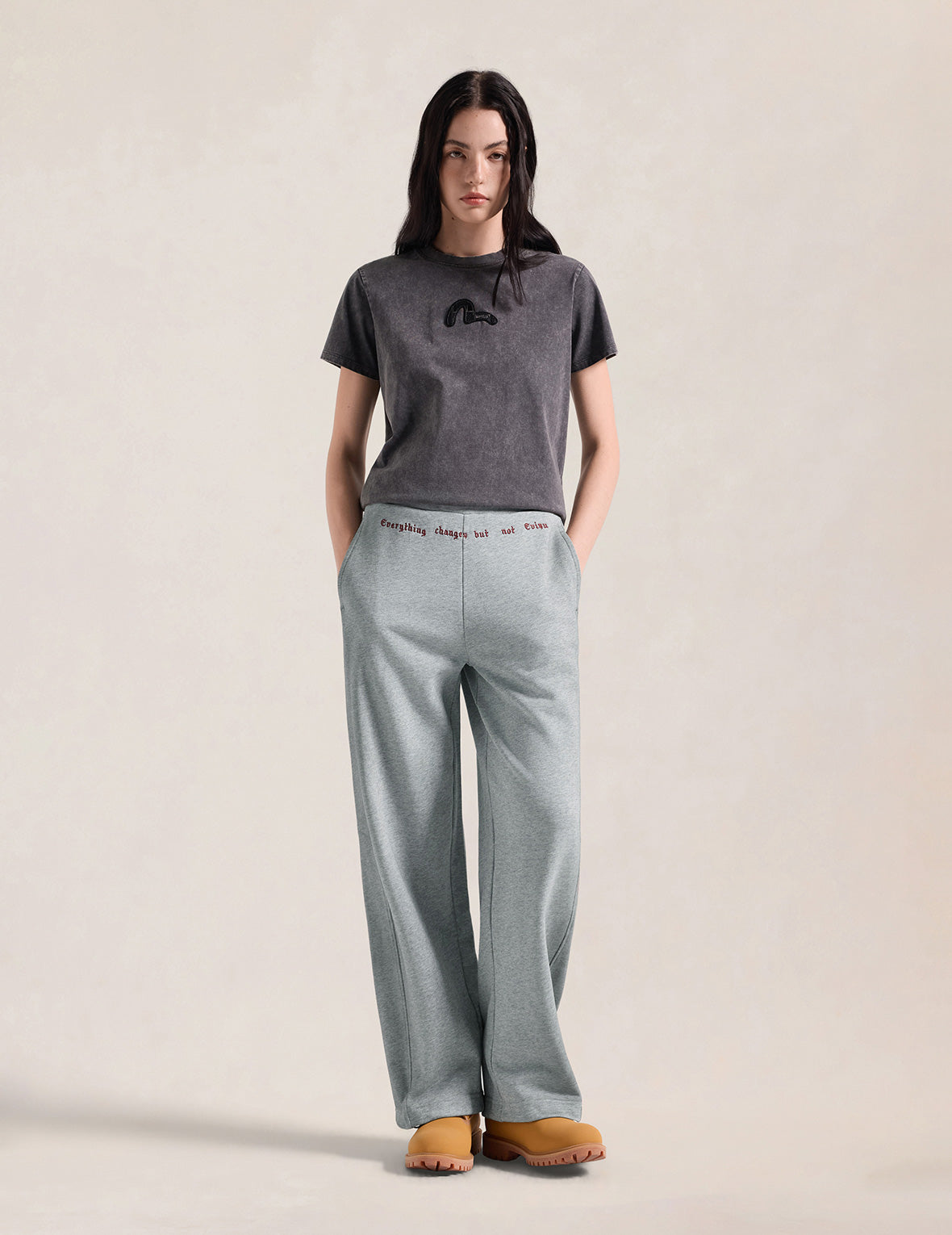 Feather Wing Daicock Print Slogan Embroidered Balloon Fit Sweatpants