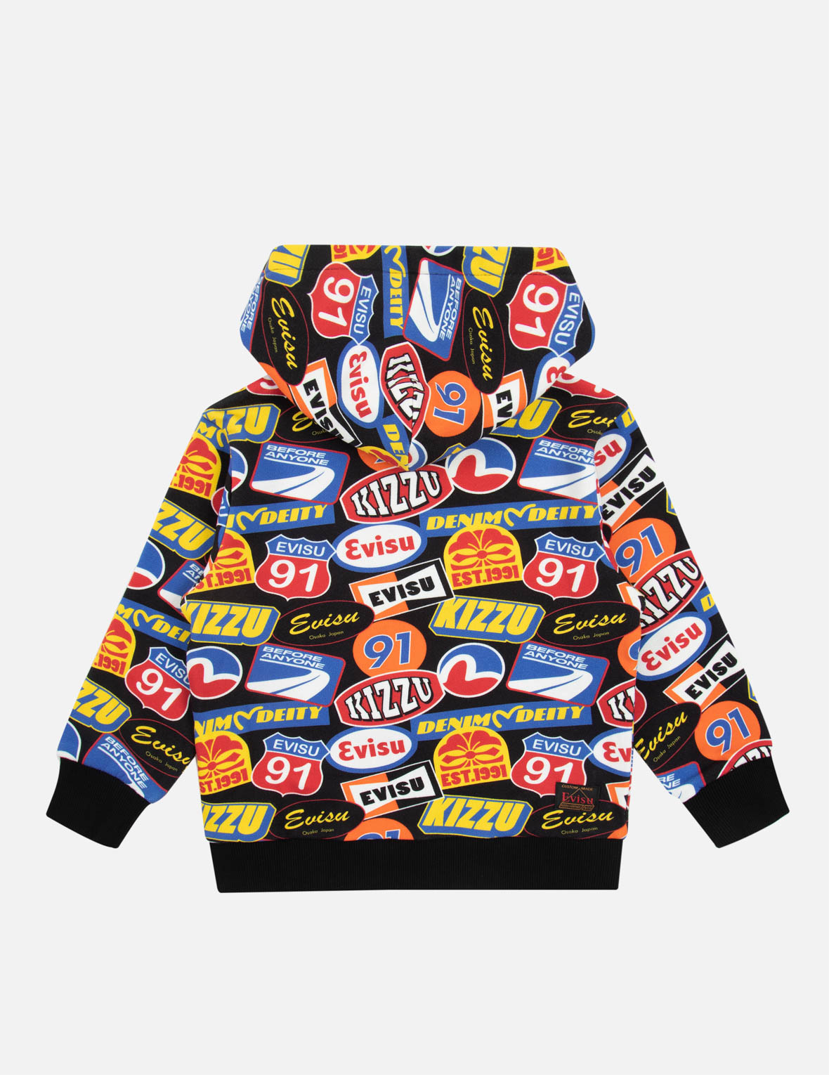 Allover Racing Badge Print Regular Fit Zip-up Hoodie