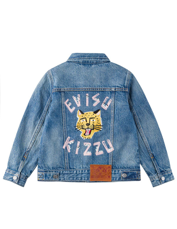 Leopard Head Embroidered Denim Jacket