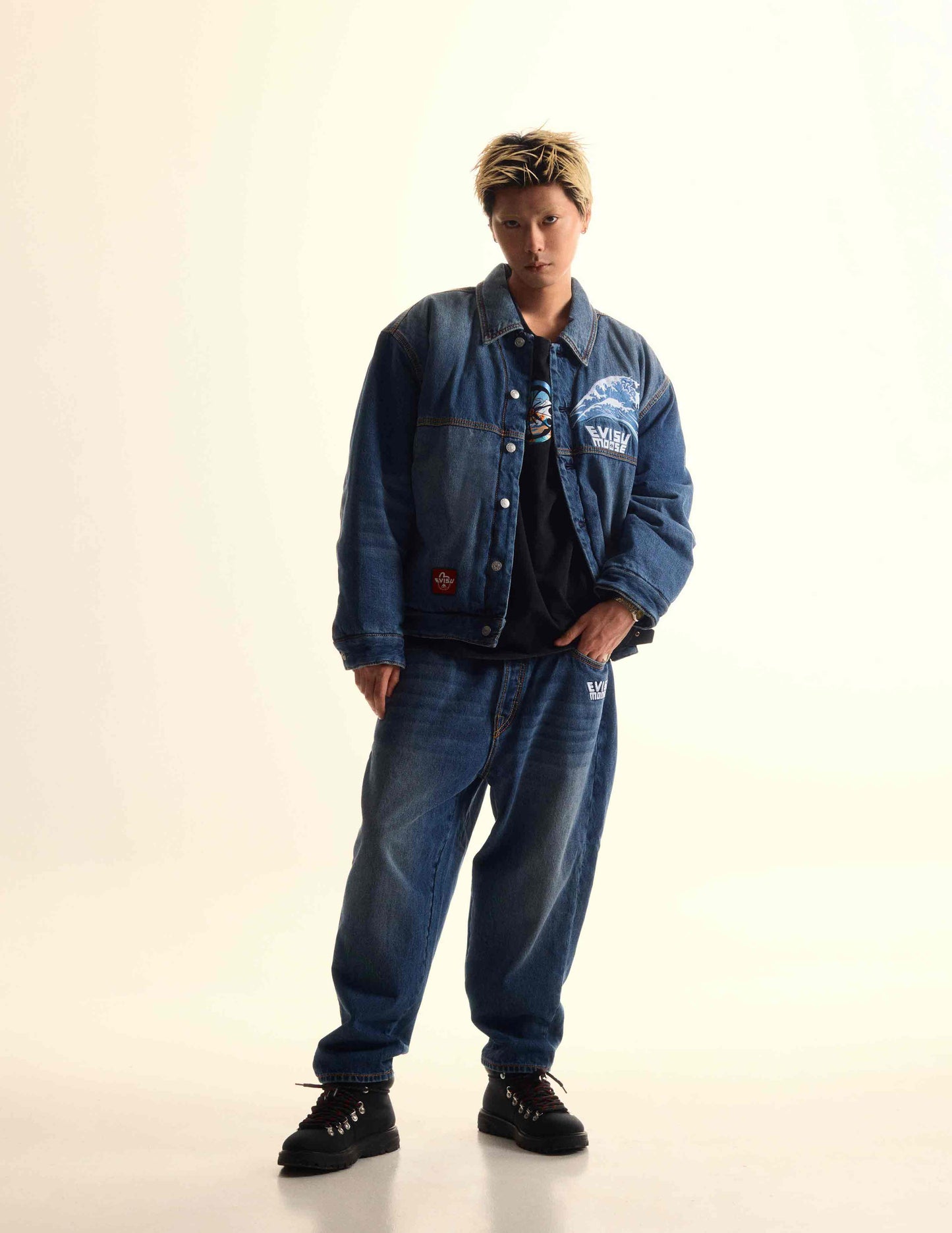 EVISU X MOOSE KNUCKLES Ukiyo-e Wave Denim Jacket