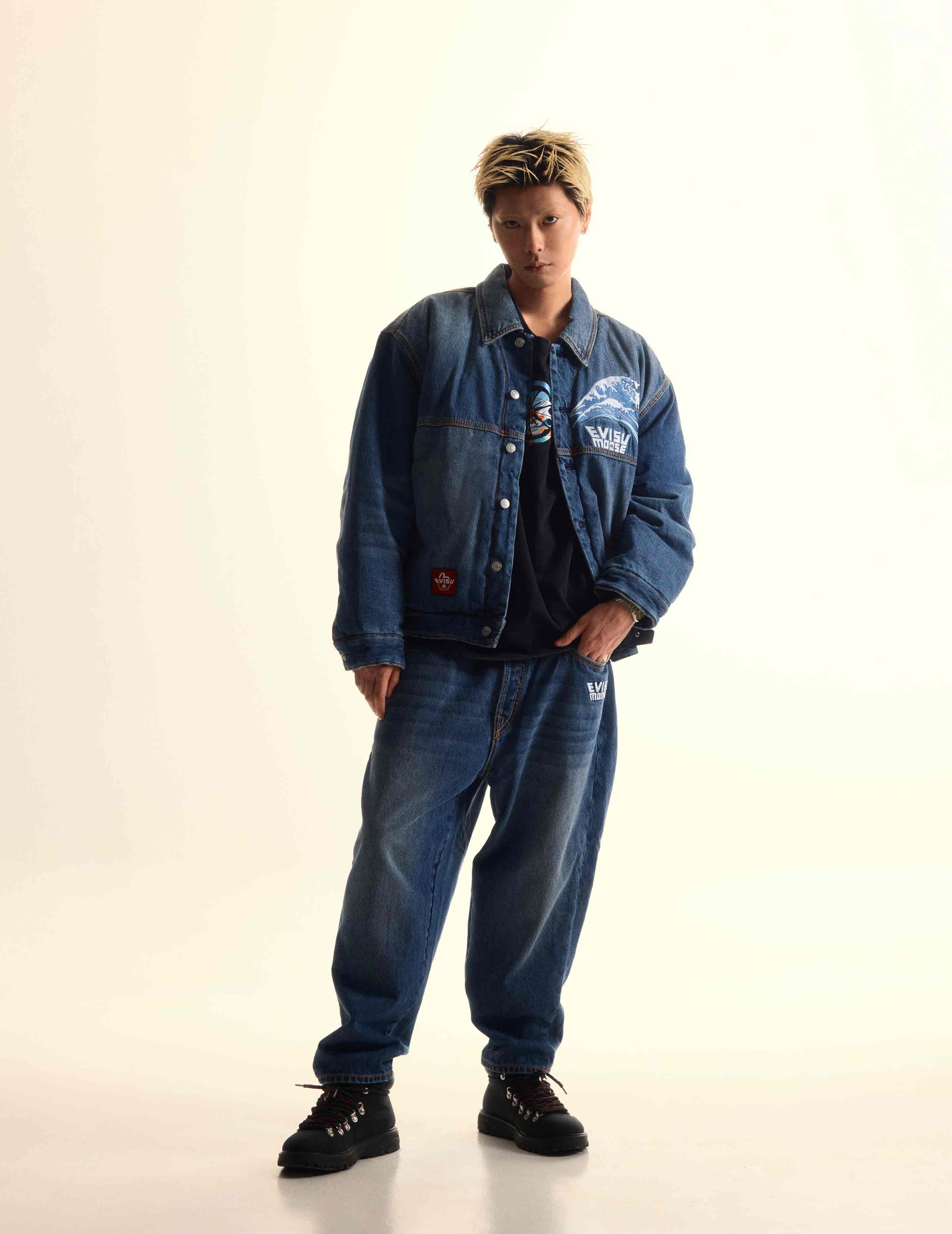 EVISU X MOOSE KNUCKLES Ukiyo-e Wave Denim Jacket