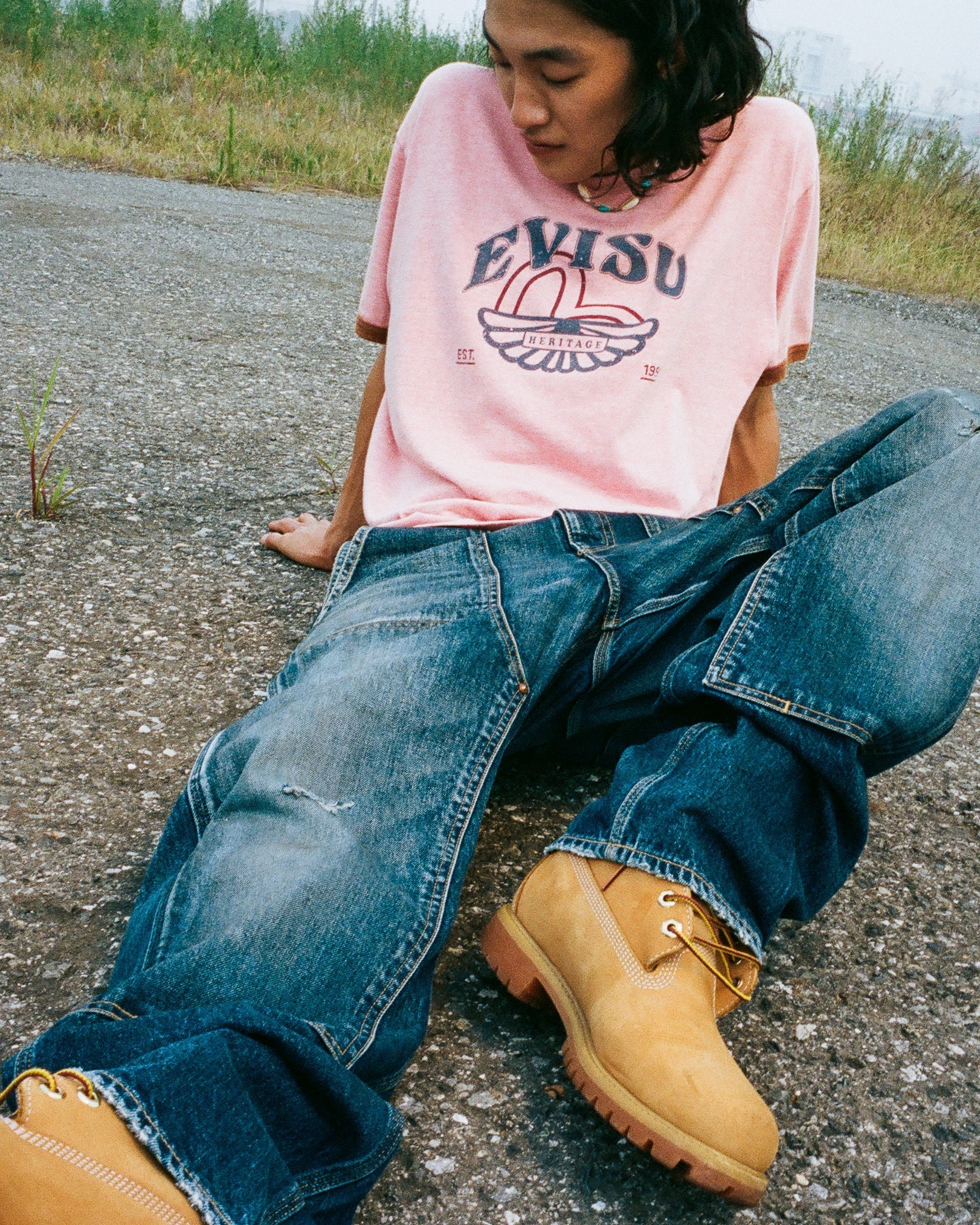 Washed Seagull and Logo Print Regular Fit Ringer T-shirt