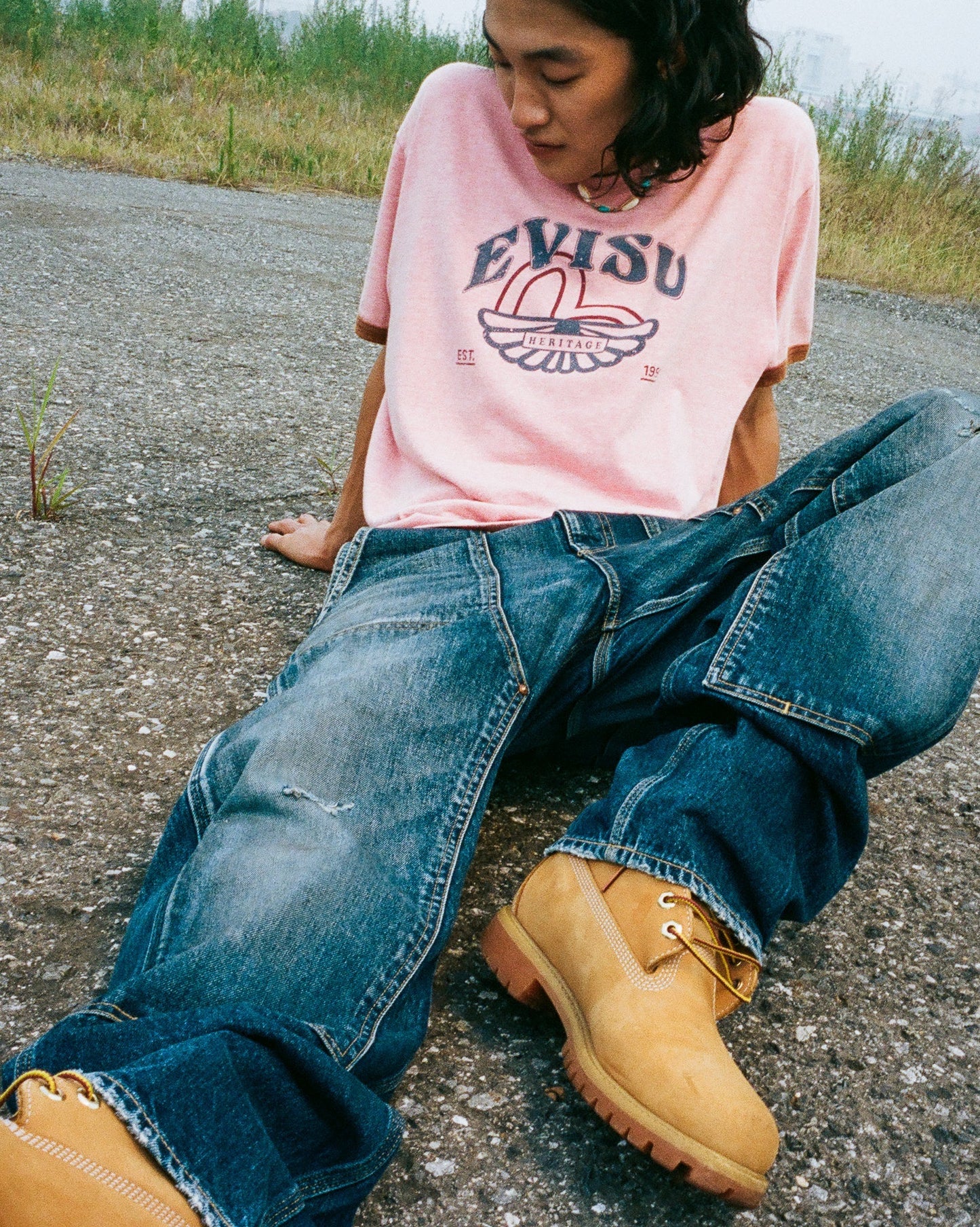 Washed Seagull and Logo Print Regular Fit Ringer T-shirt