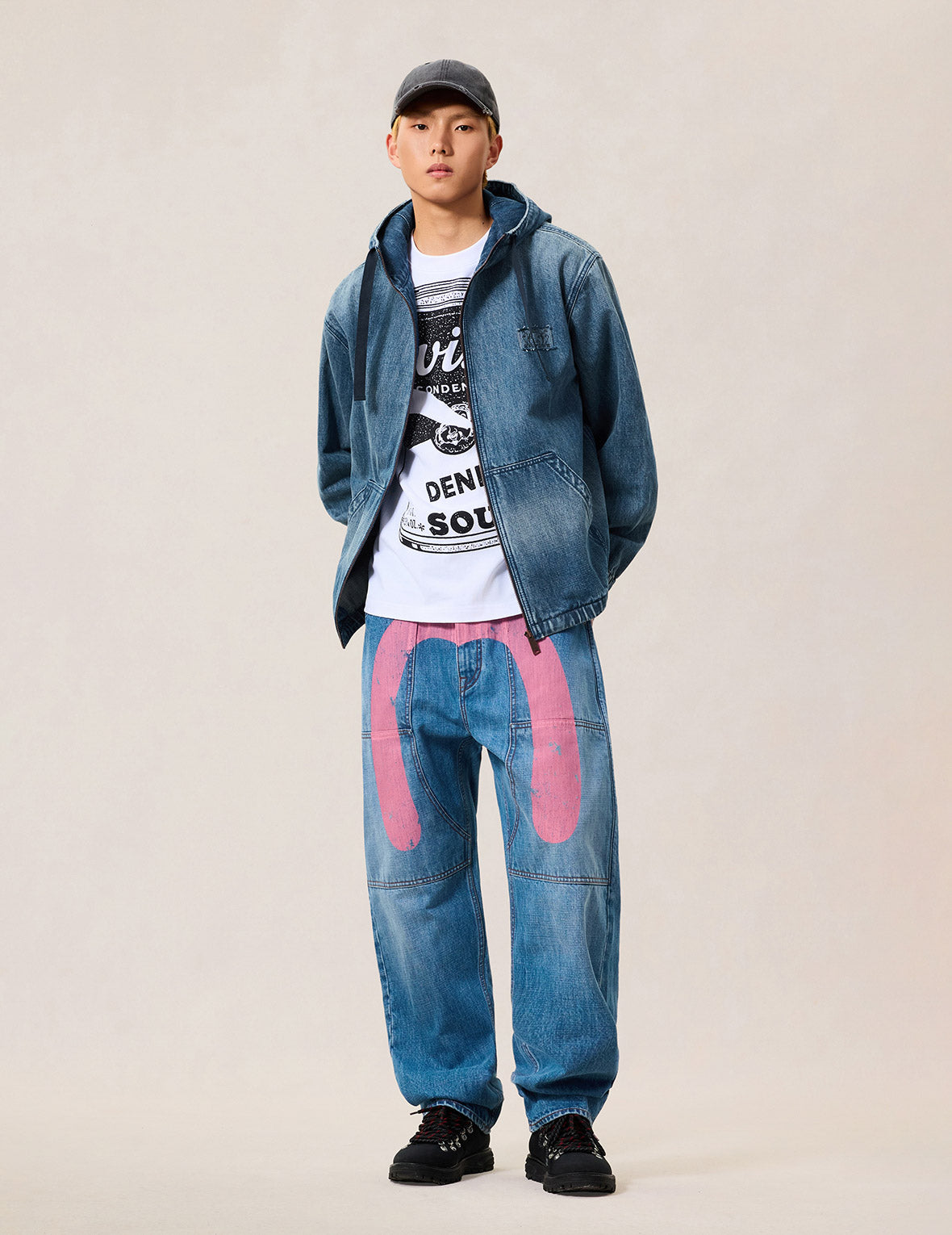 Denim Hooded Anorak Jacket