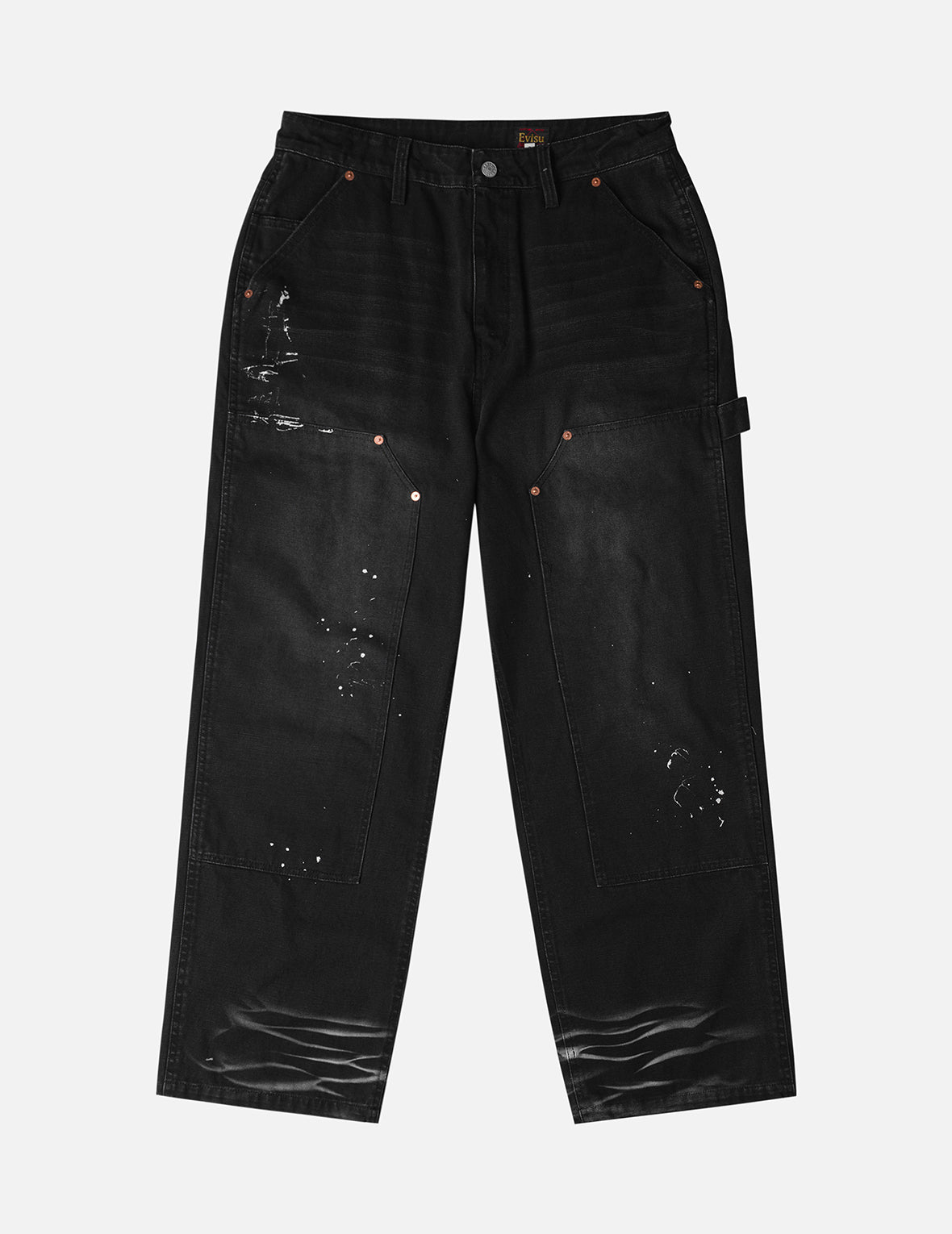パンツ EVISU Black Denim Heavy Washed And Distressed Daicock Jeans – EVISU