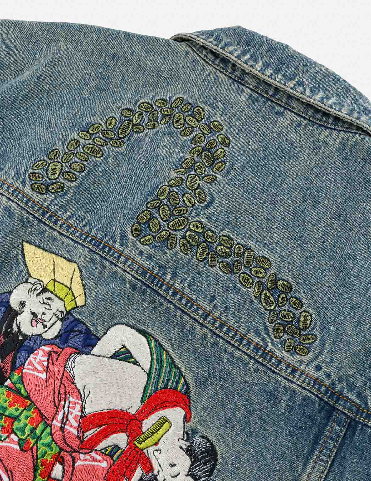 EVISU X F-LAGSTUF-F Shuga and Seagull Embroidery Relax Fit Denim Jacket