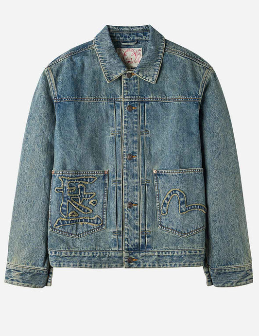 EVISU X F-LAGSTUF-F Shuga and Seagull Embroidery Relax Fit Denim Jacket