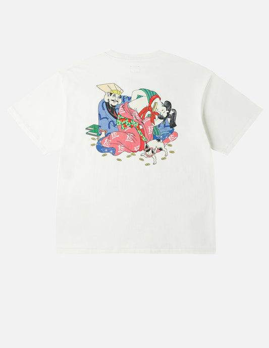 EVISU X F-LAGSTUF-F Shuga and Koban Coin Seagull Print Regular Fit T-shirt - White