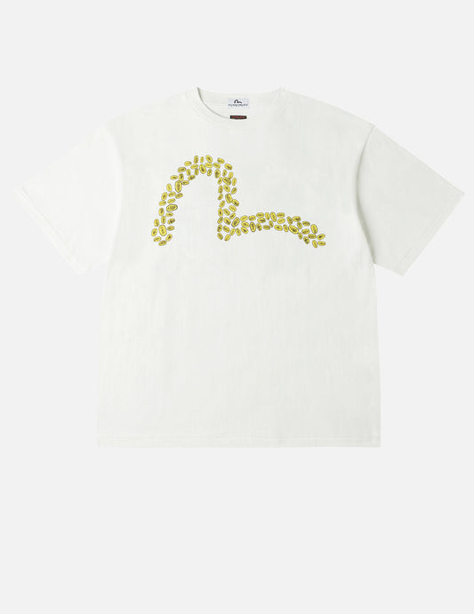 EVISU X F-LAGSTUF-F Shuga and Koban Coin Seagull Print Regular Fit T-shirt - White