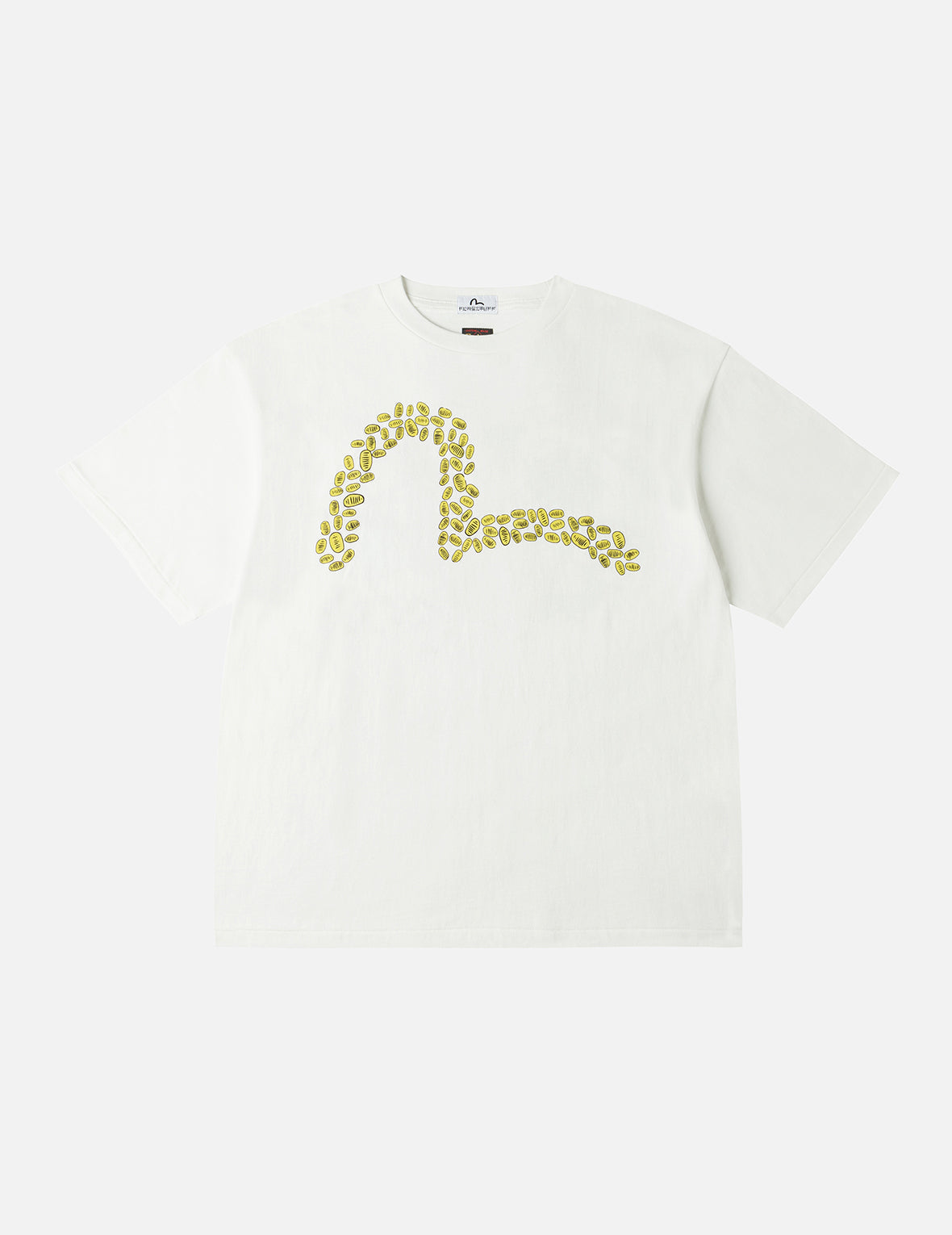 EVISU X F-LAGSTUF-F Shuga and Koban Coin Seagull Print Regular Fit T-shirt - White