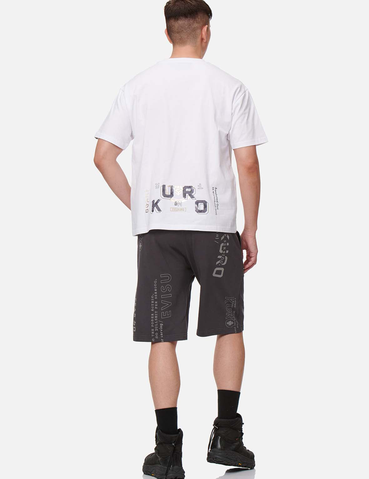 Logo and Slogan Print Sweat Shorts