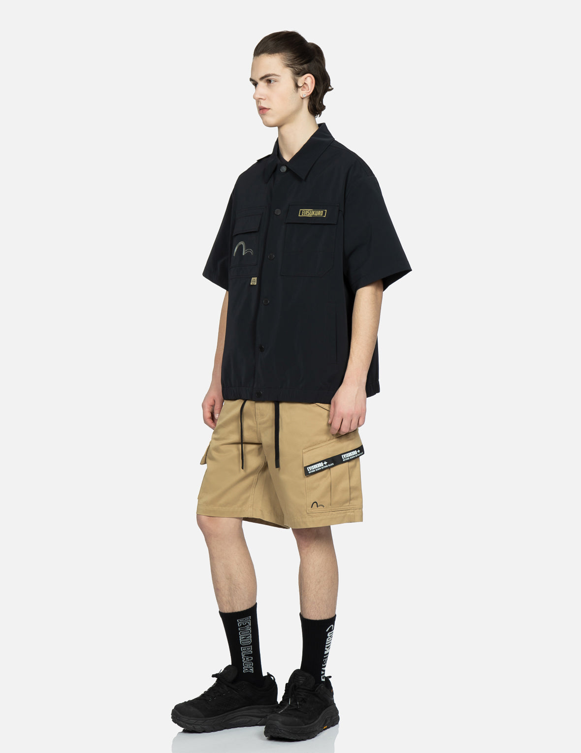 Logo Tape Patching Cargo Shorts
