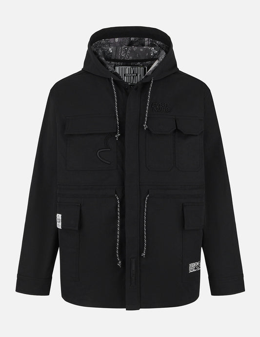 Embroidery Multi-pocket Relax Fit Shirt Jacket