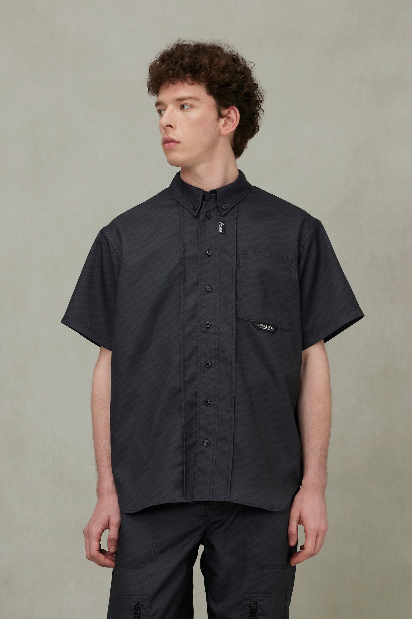 Allover Logo Print Loose Fit Short Sleeves Shirt