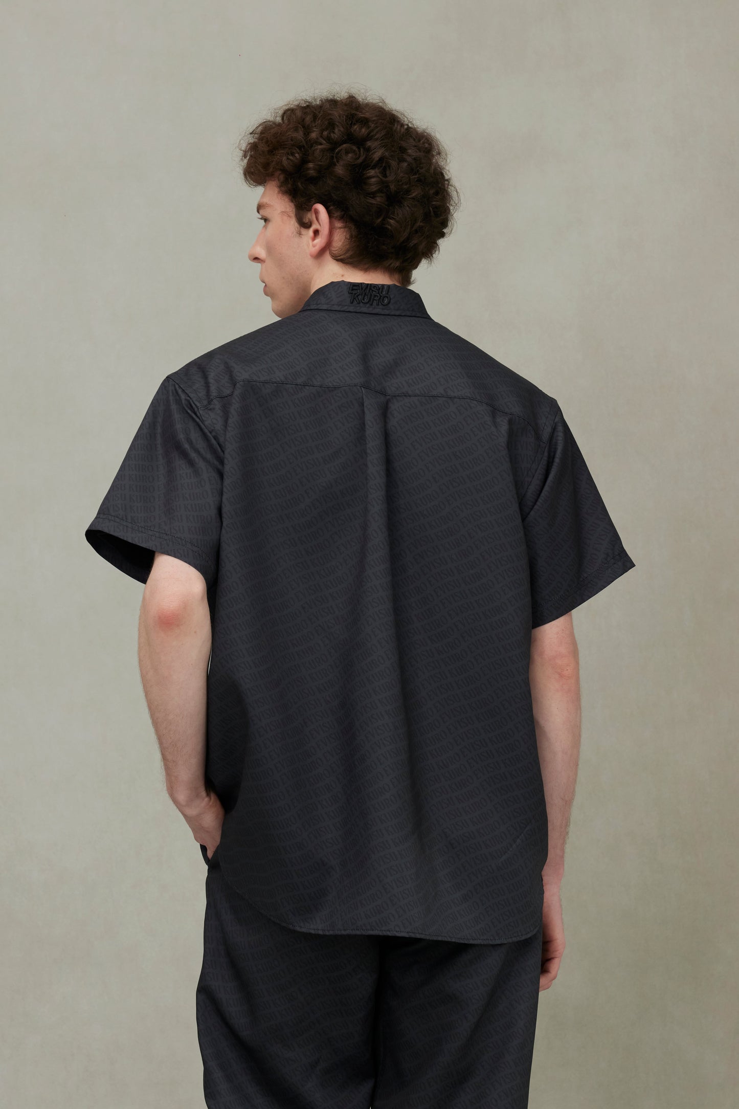 Allover Logo Print Loose Fit Short Sleeves Shirt