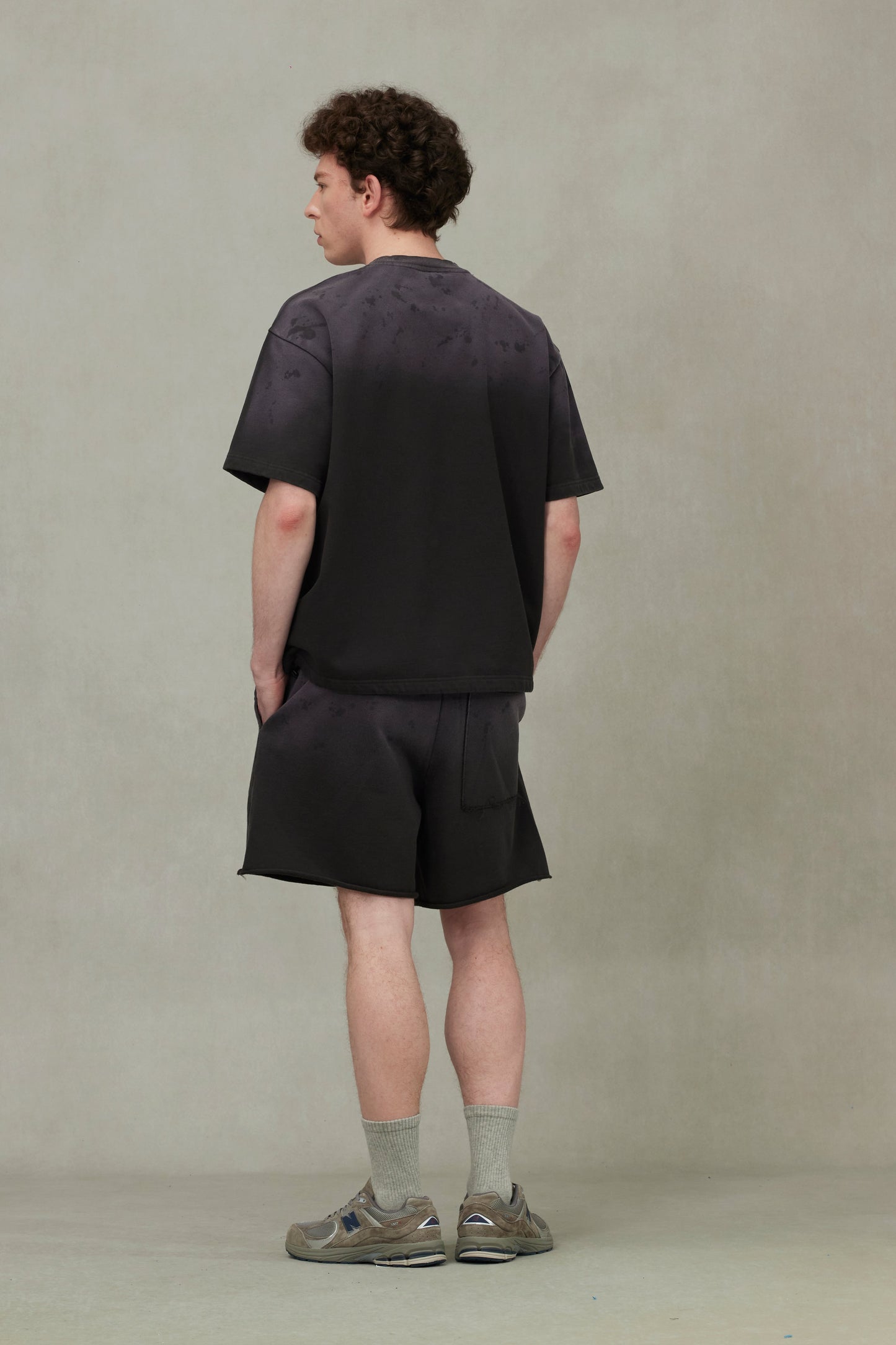 Seagull and Logo Embroidery Relax Fit Rock-Washed Sweatshorts