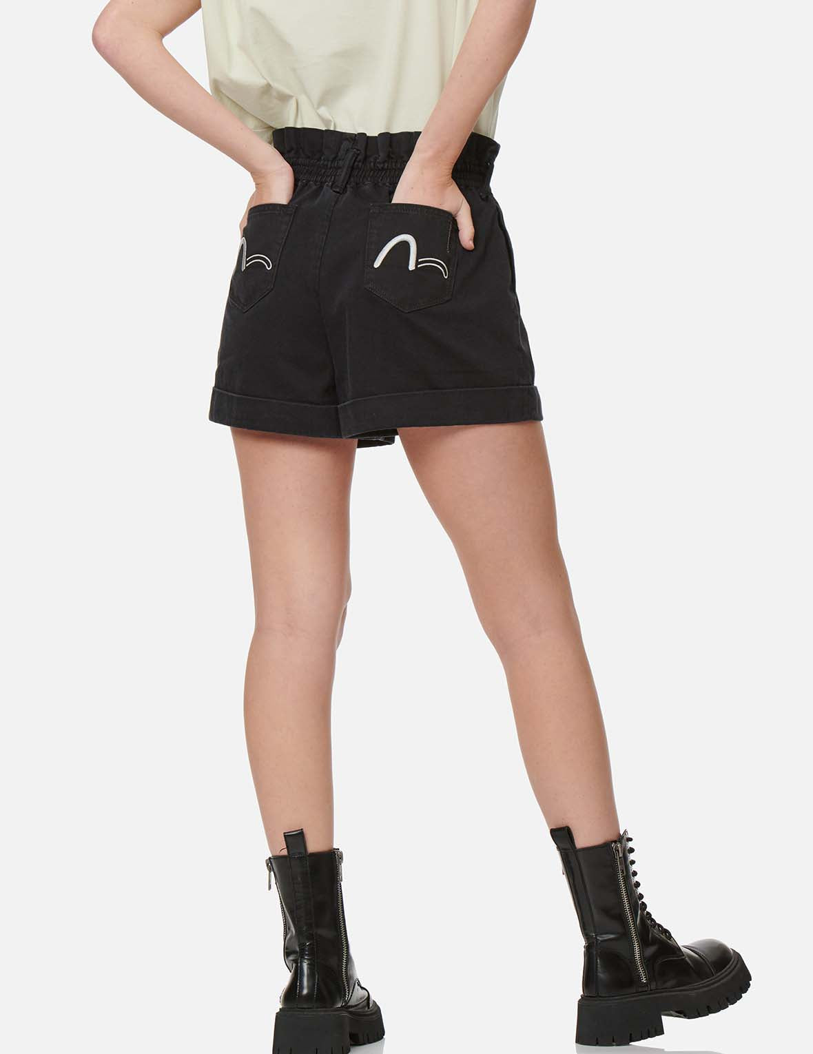 Paper Bag Denim Shorts