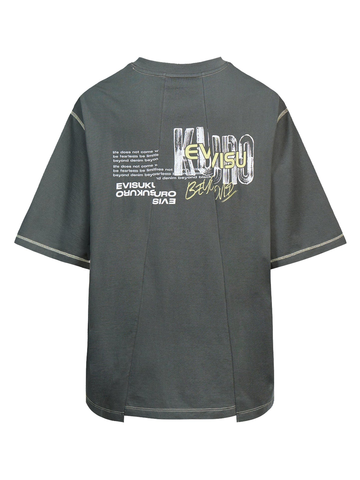 Logo and Slogan Print Fabric blocking T-shirt