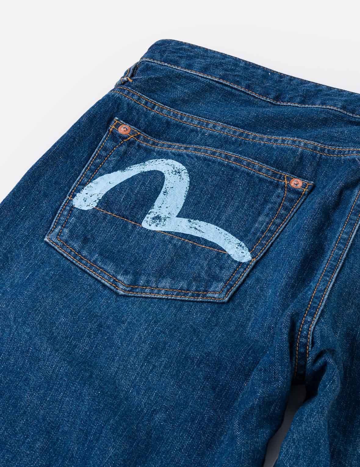 Mid-washed Seagull Print Taper Fit Jeans #2017