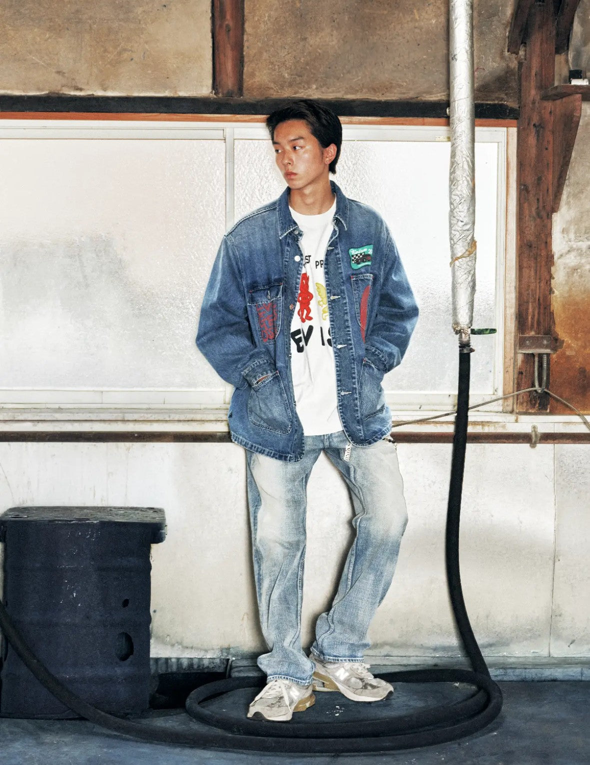 Light-washed Seagull Print Regular Fit Jeans #2020