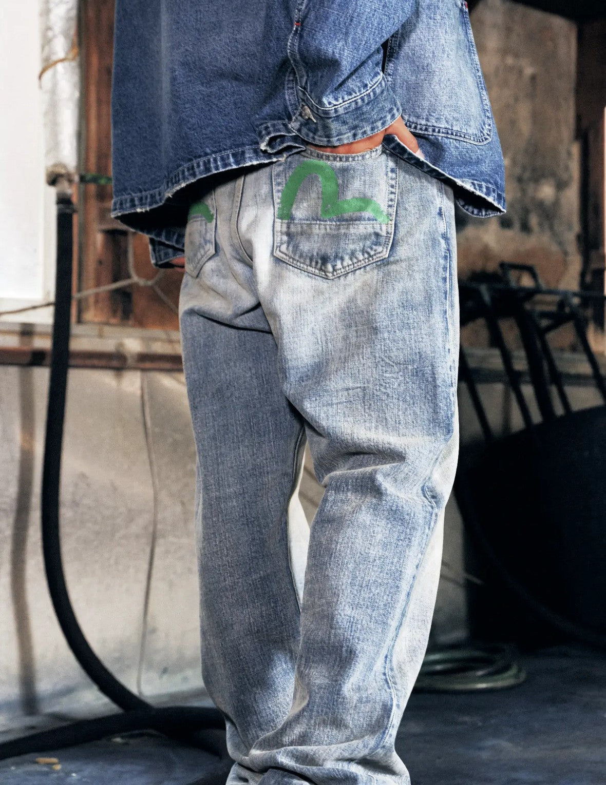 Light-washed Seagull Print Regular Fit Jeans #2020