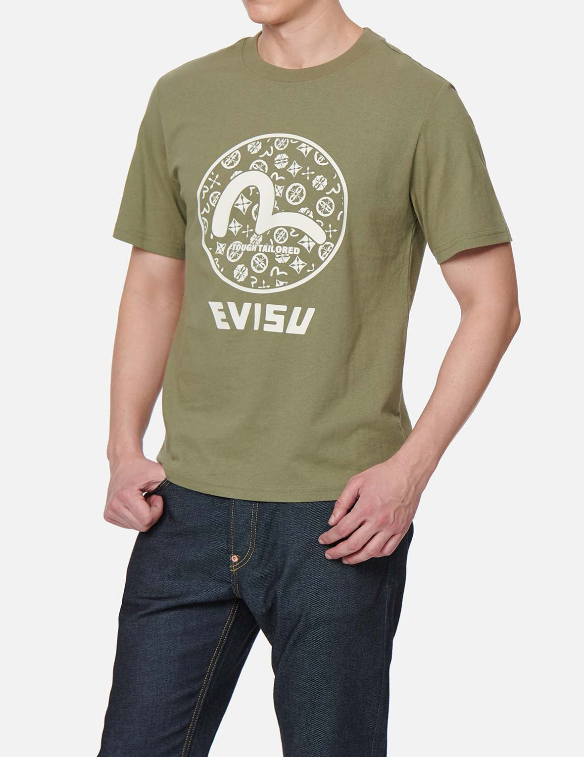 Kamon-pattern Seagull Motif Print T-Shirt