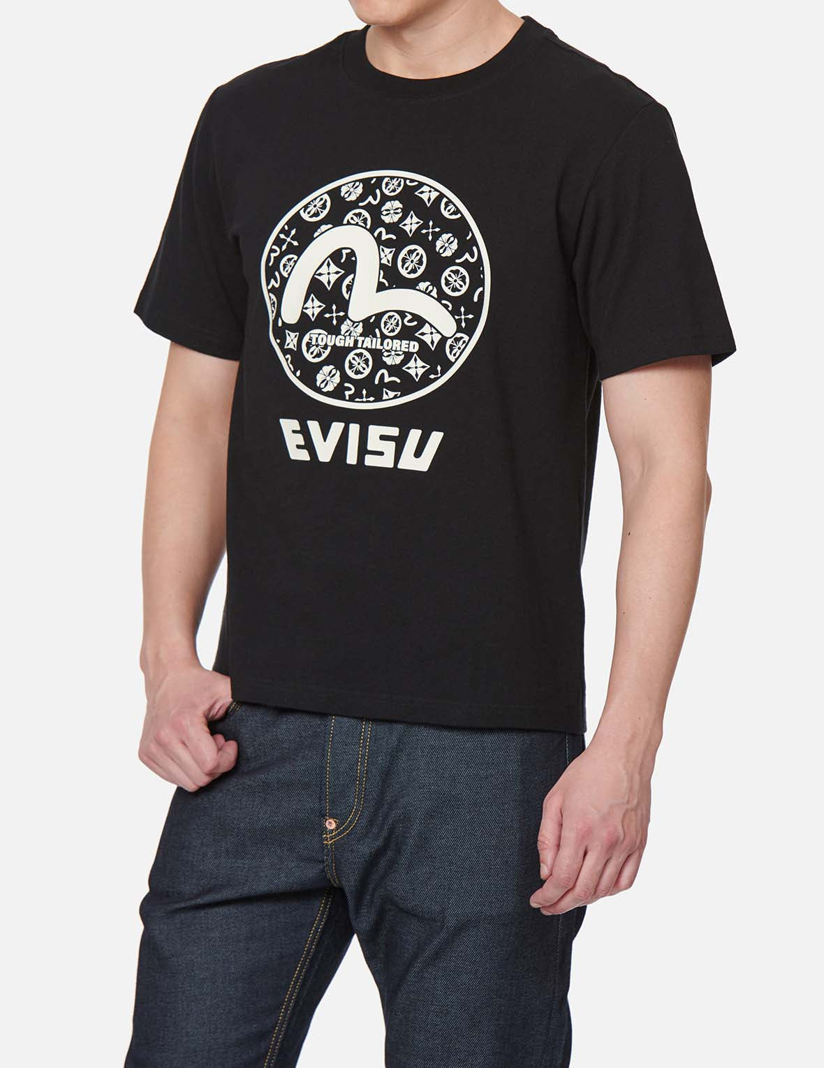 Kamon-pattern Seagull Motif Print T-Shirt