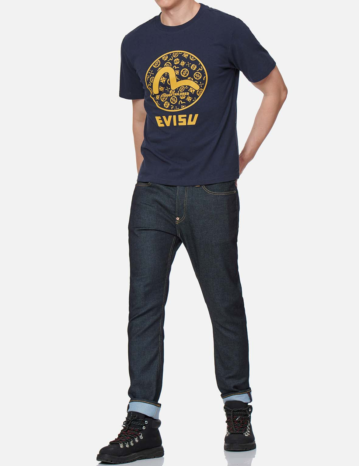 Kamon-pattern Seagull Motif Print T-Shirt