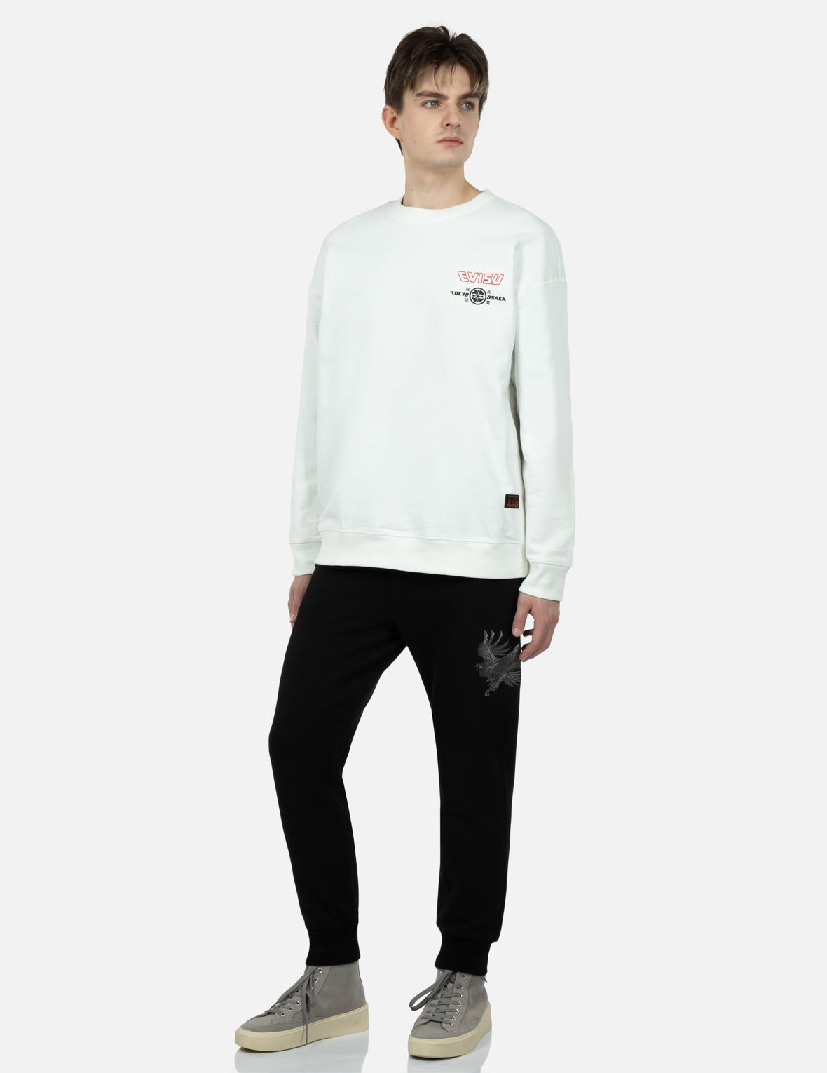 Tone-on-tone Eagle Embroidery Sweatpants