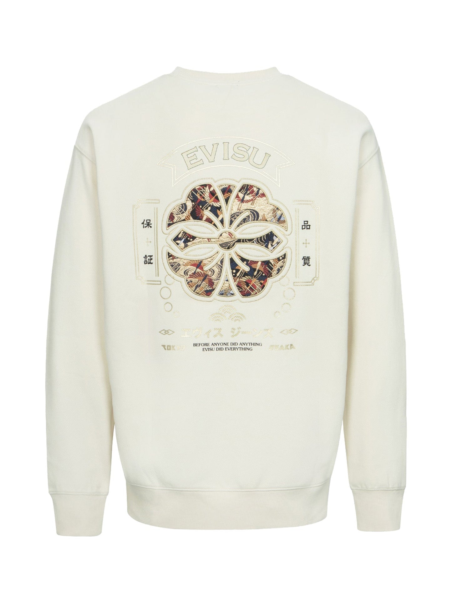 Seagull and Kamon Brocade Appliqué Relax Fit Sweatshirt