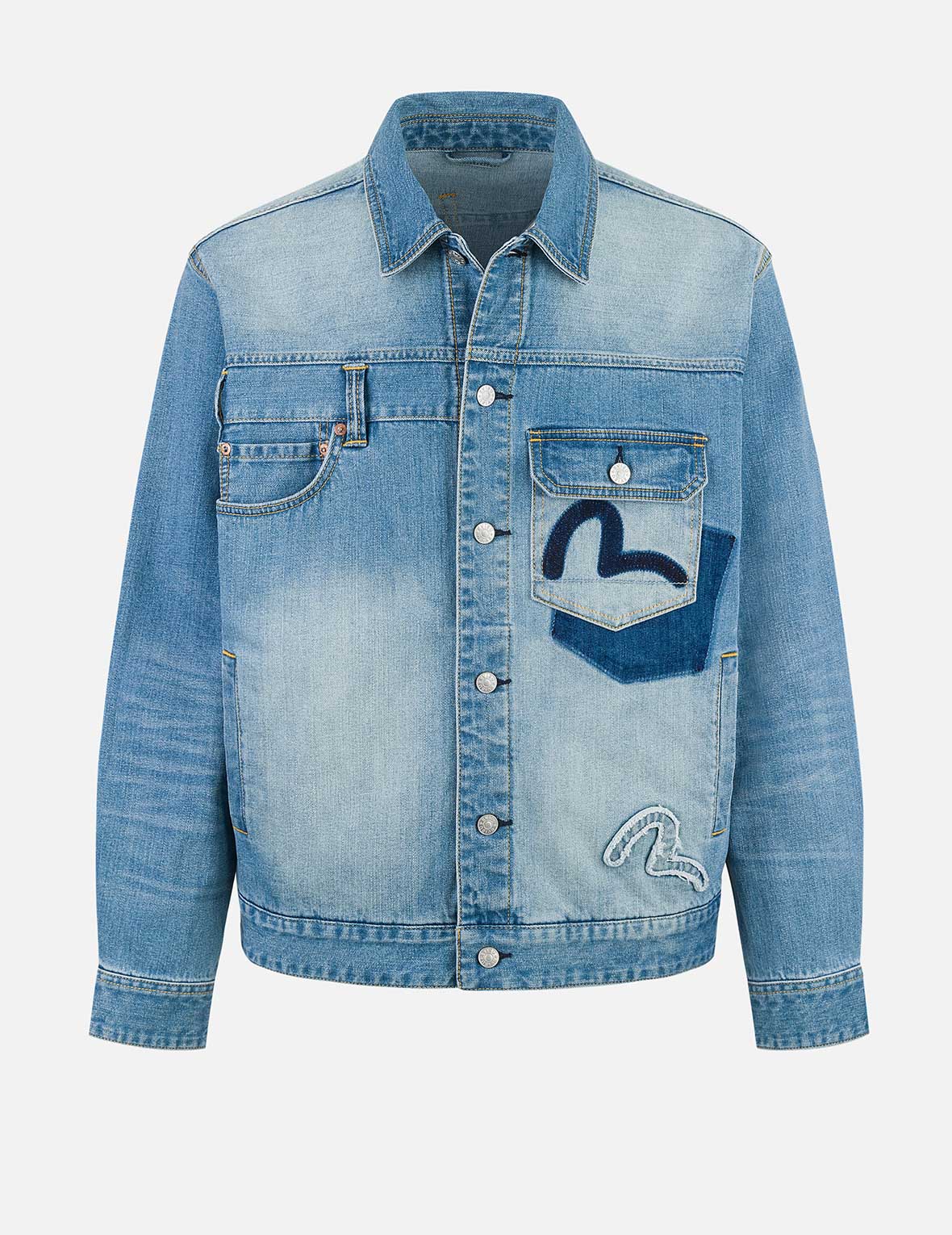 新品未使用40%OFF!!【EVISU】SS26 DENIM JACKET M Deconstructed with Multi-pocket Loose Fit Denim Jacket – EVISU