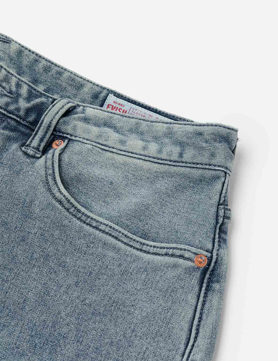 Artistic Brush Daicock Print Cropped Jeans #2027