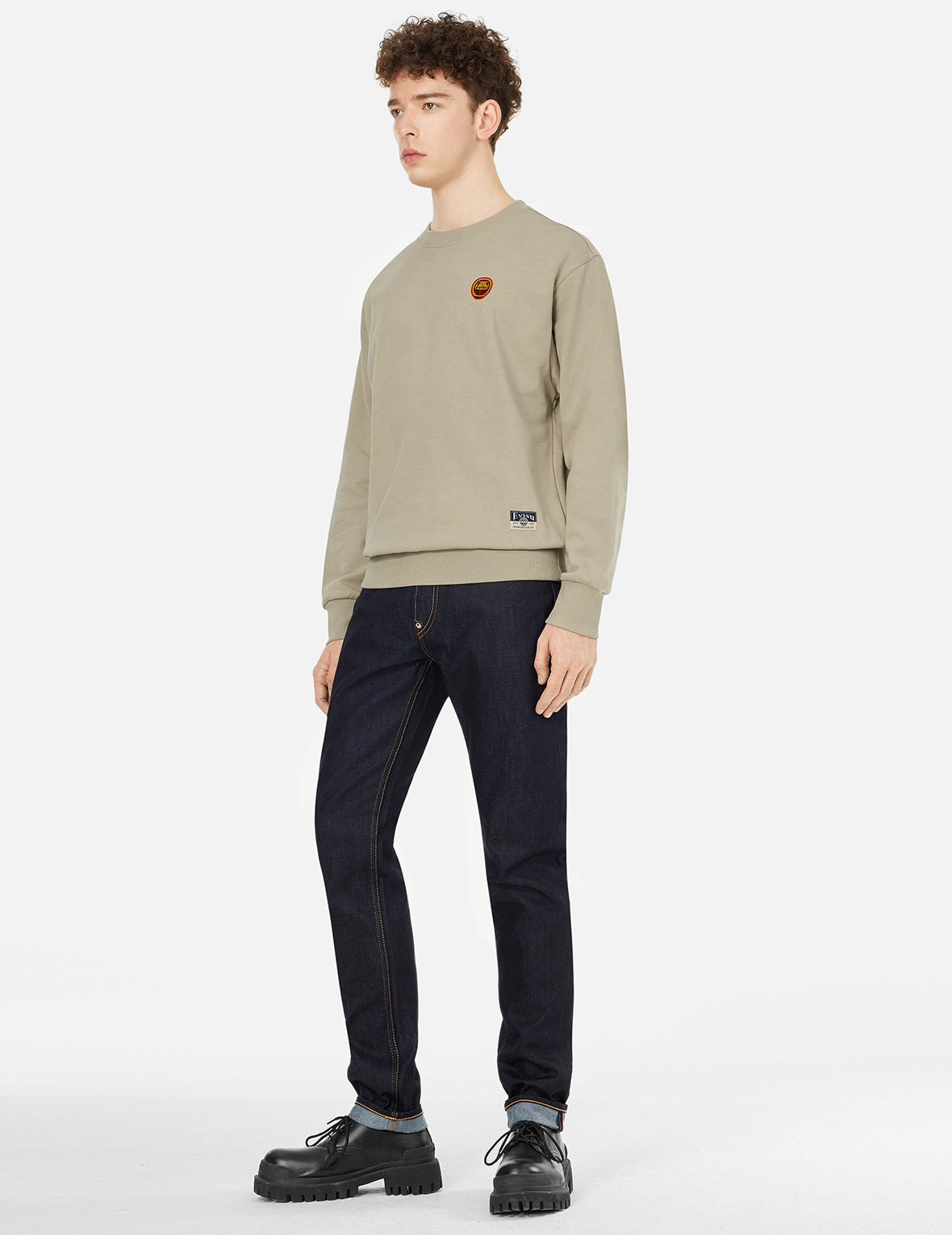 Ecru Seagull Print Carrot Fit Jeans #2017