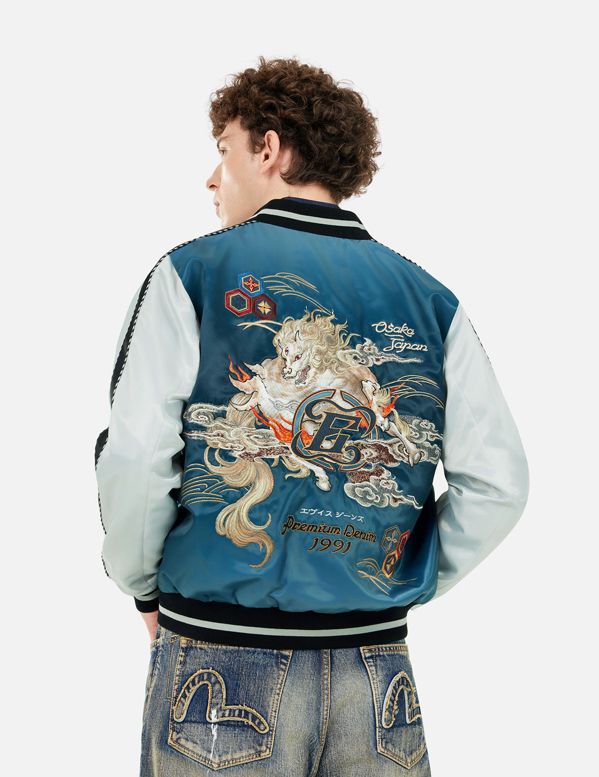 Hakutaku Embroidery Regular Fit Souvenior Jacket