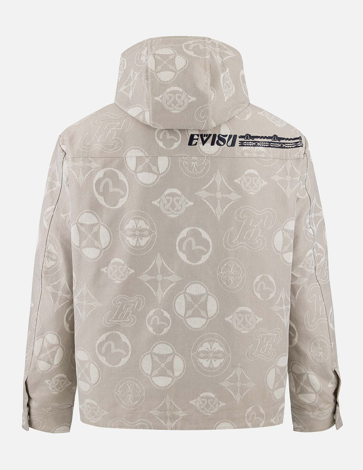 Allover Kamon and Seagull Jacquard Relax Fit Hooded Jacket