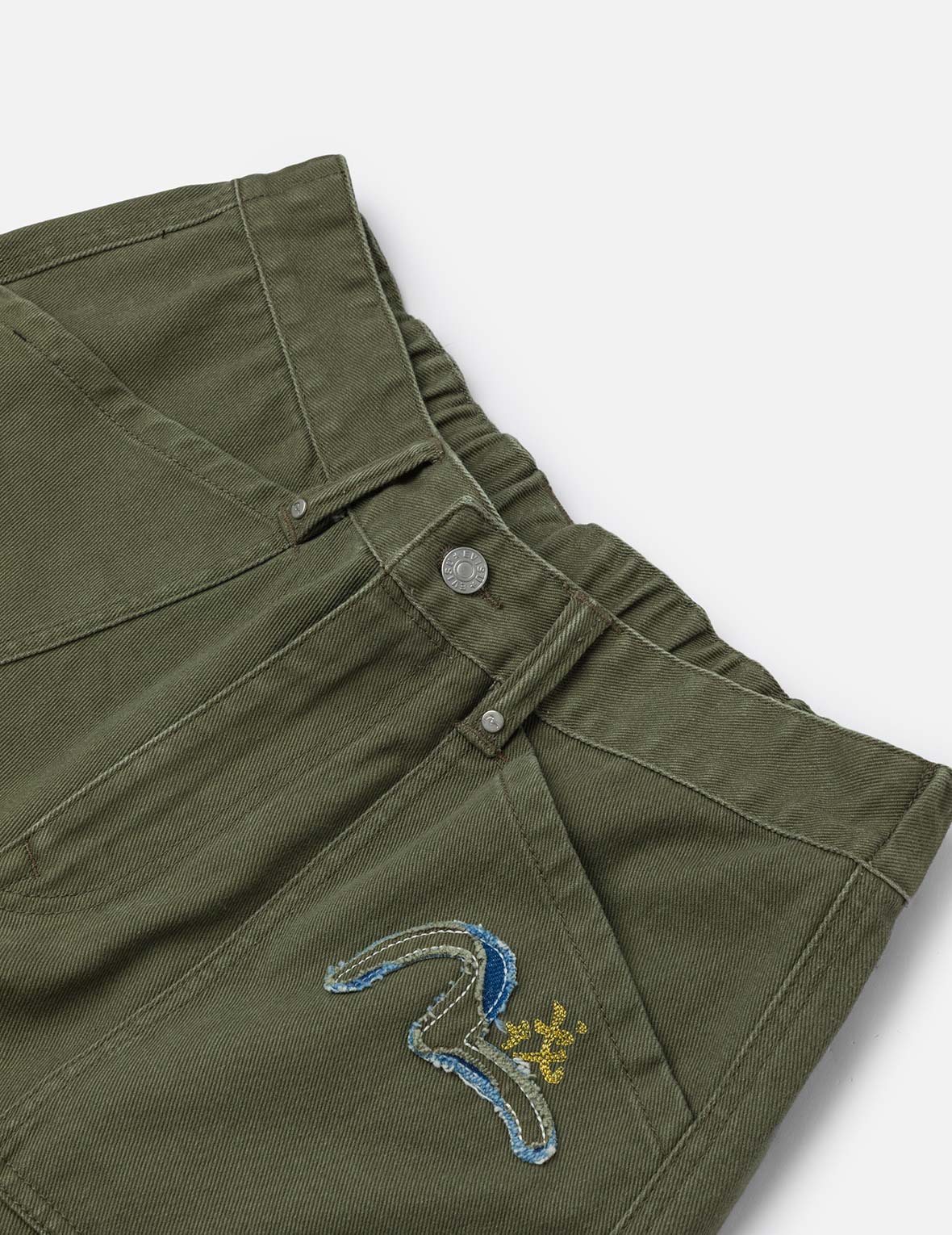 Seagull Appliqué Embroidery Wide-leg Woven Jogger