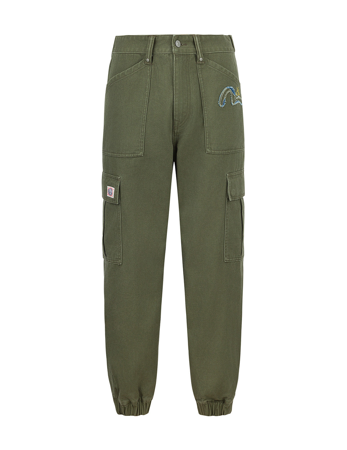 Seagull Appliqué Embroidery Wide-leg Woven Jogger