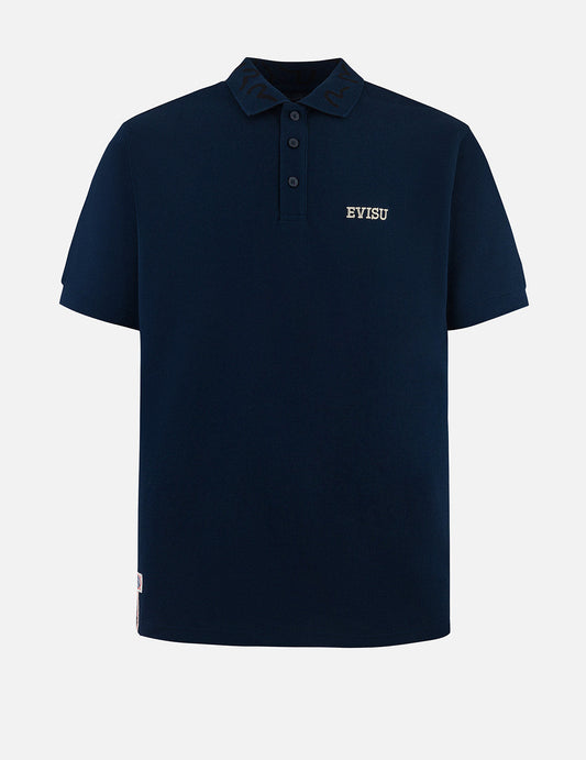 Logo Embroidery and Seagull Motif Collar Relax Fit Polo Shirt