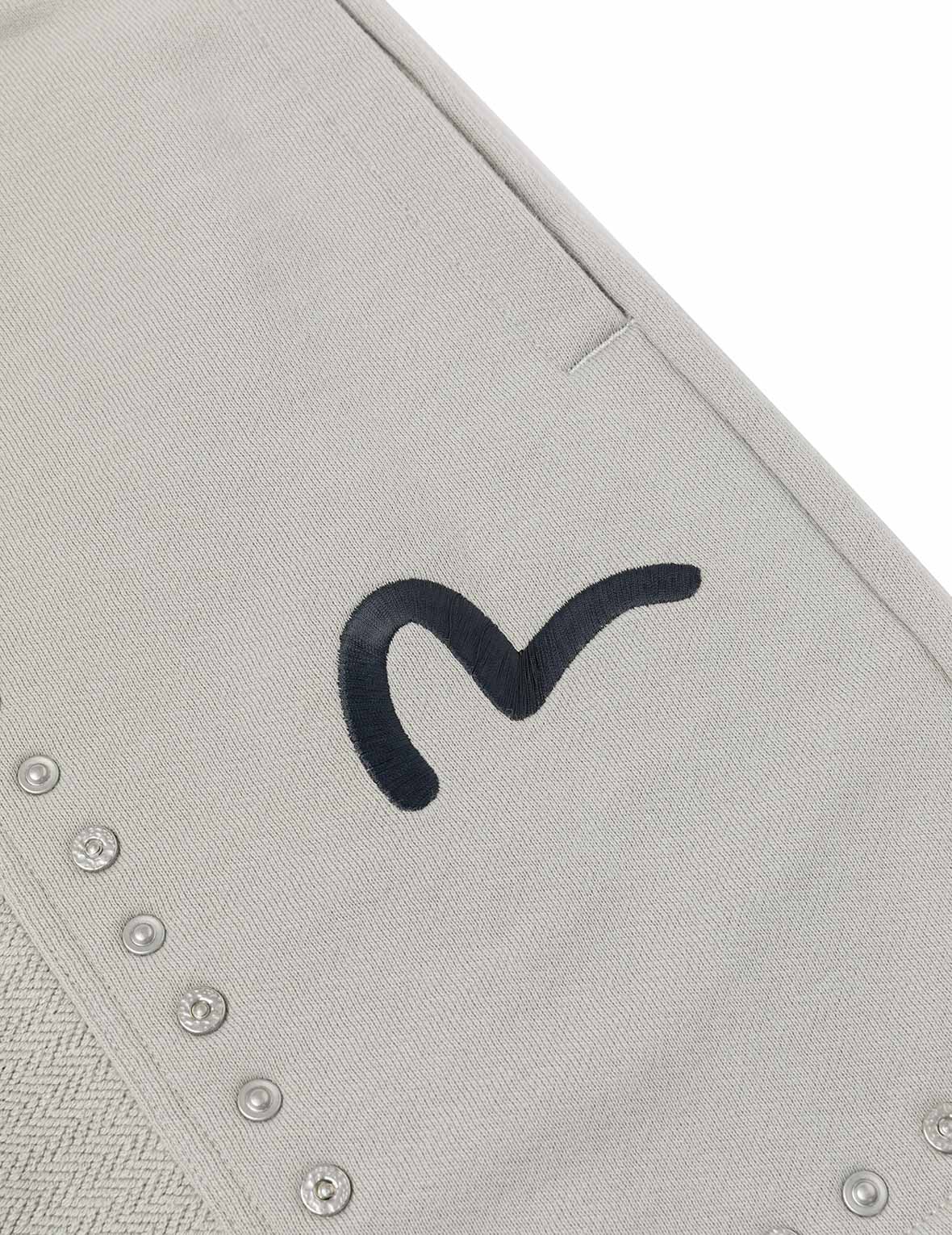 Kamon Appliqué and Fabric Blocking Fashion Fit Sweatpants