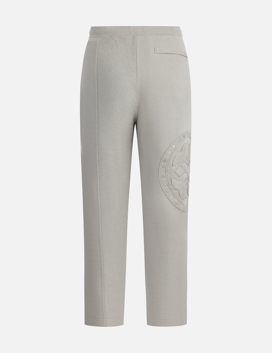 Kamon Appliqué and Fabric Blocking Fashion Fit Sweatpants