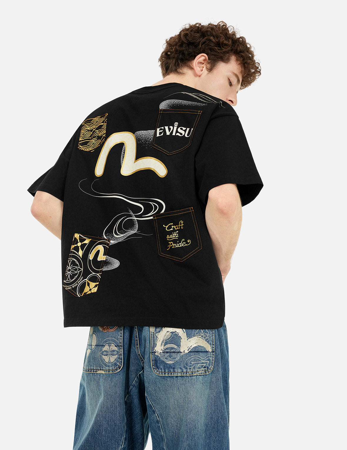 Multi-Pocket and Multi-Print Loose Fit T-shirt