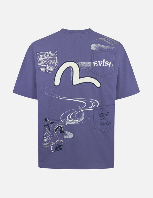 Multi-Pocket and Multi-Print Loose Fit T-shirt