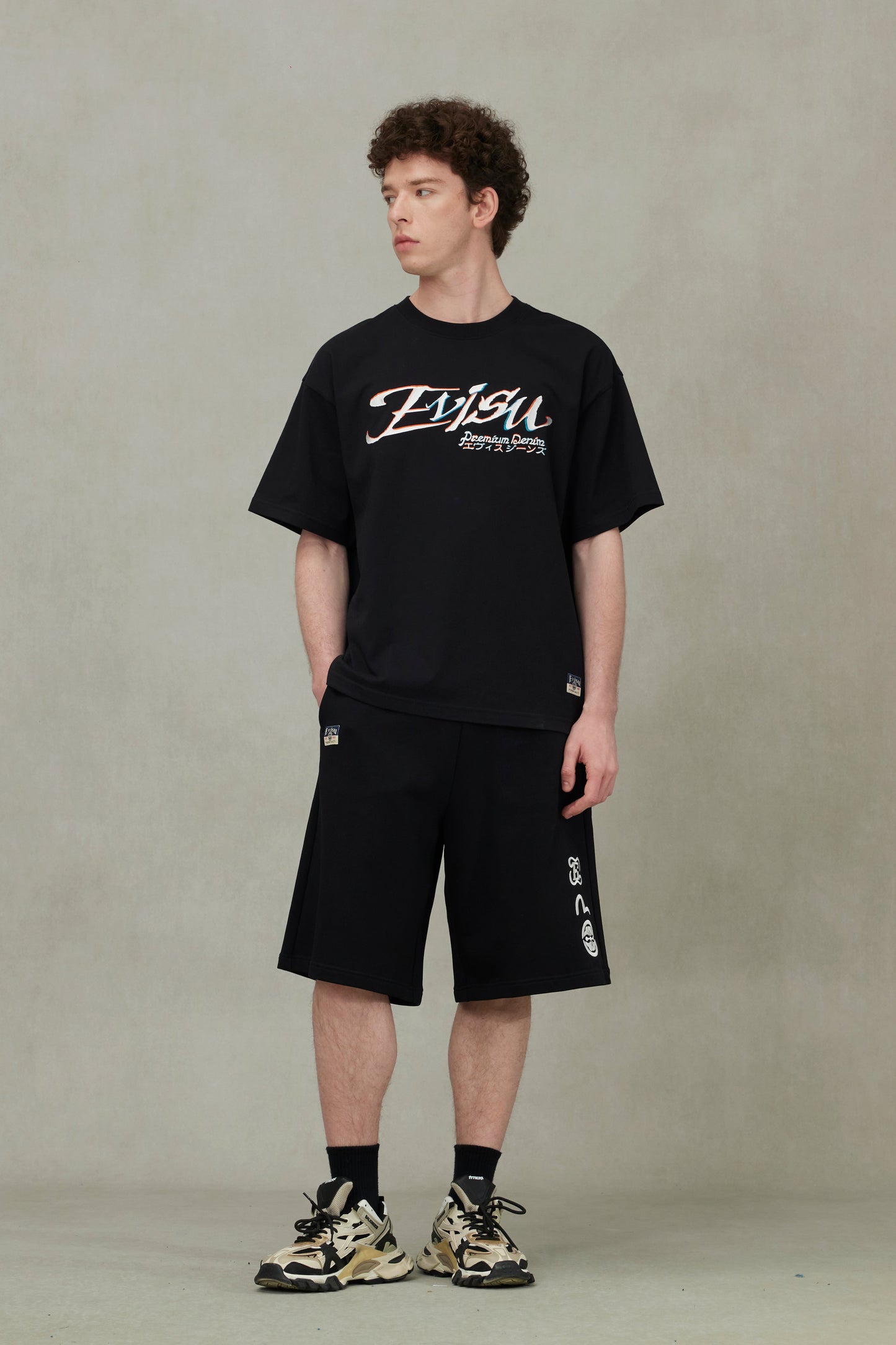 Logo and Kamon Embroidery Loose Fit T-Shirt