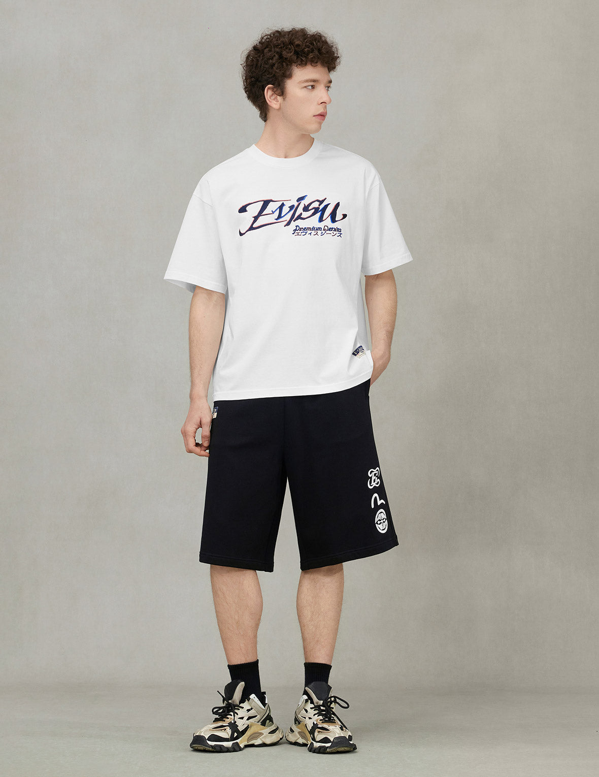 Logo and Kamon Embroidery Loose Fit T-Shirt