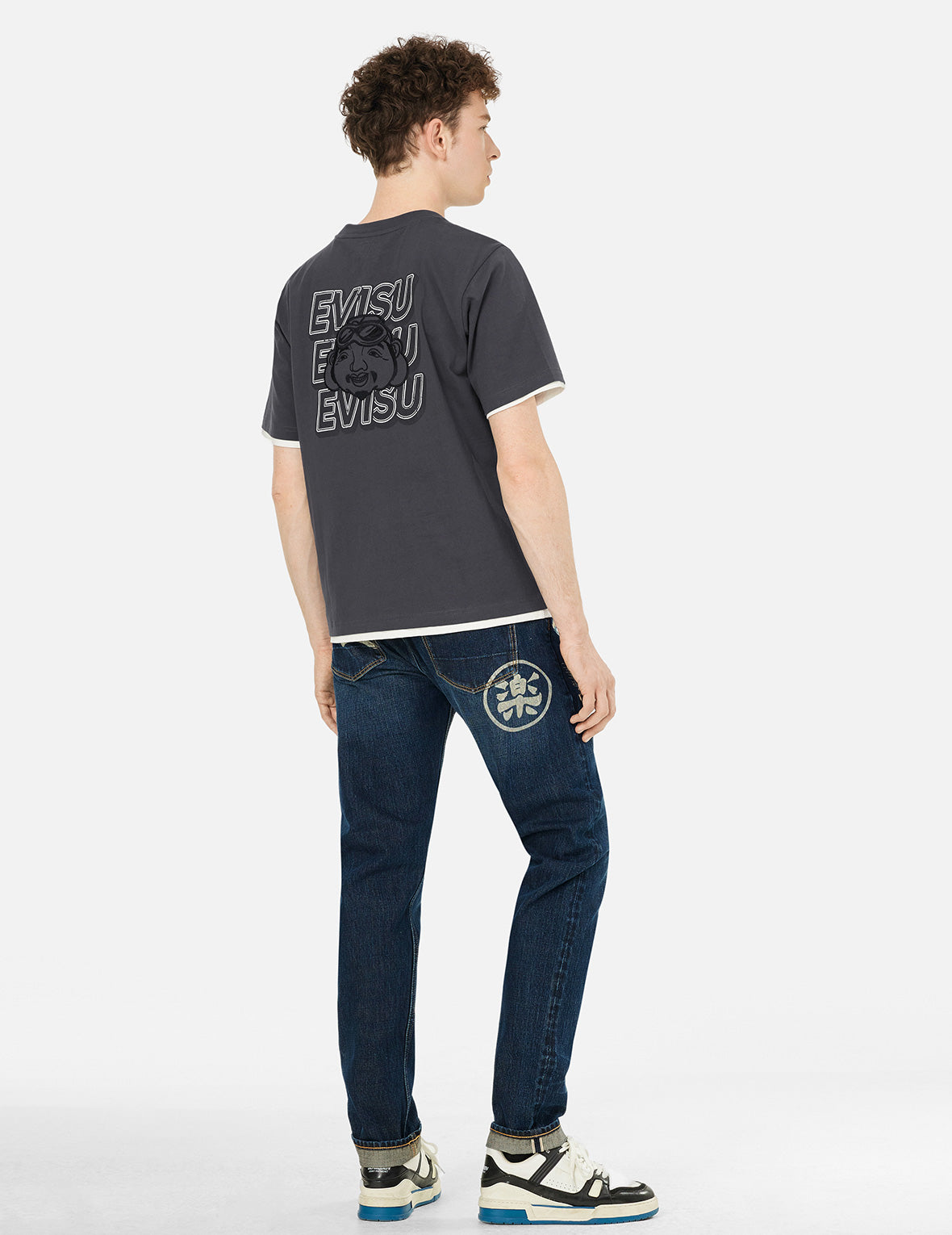 Slogan Print with Godhead Appliqué Embroidery Regular Fit T-Shirt