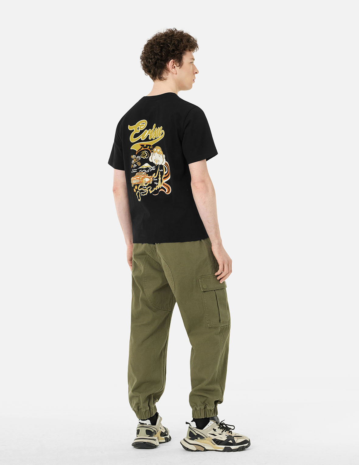 Godhead and Map Print Regular Fit T-Shirt
