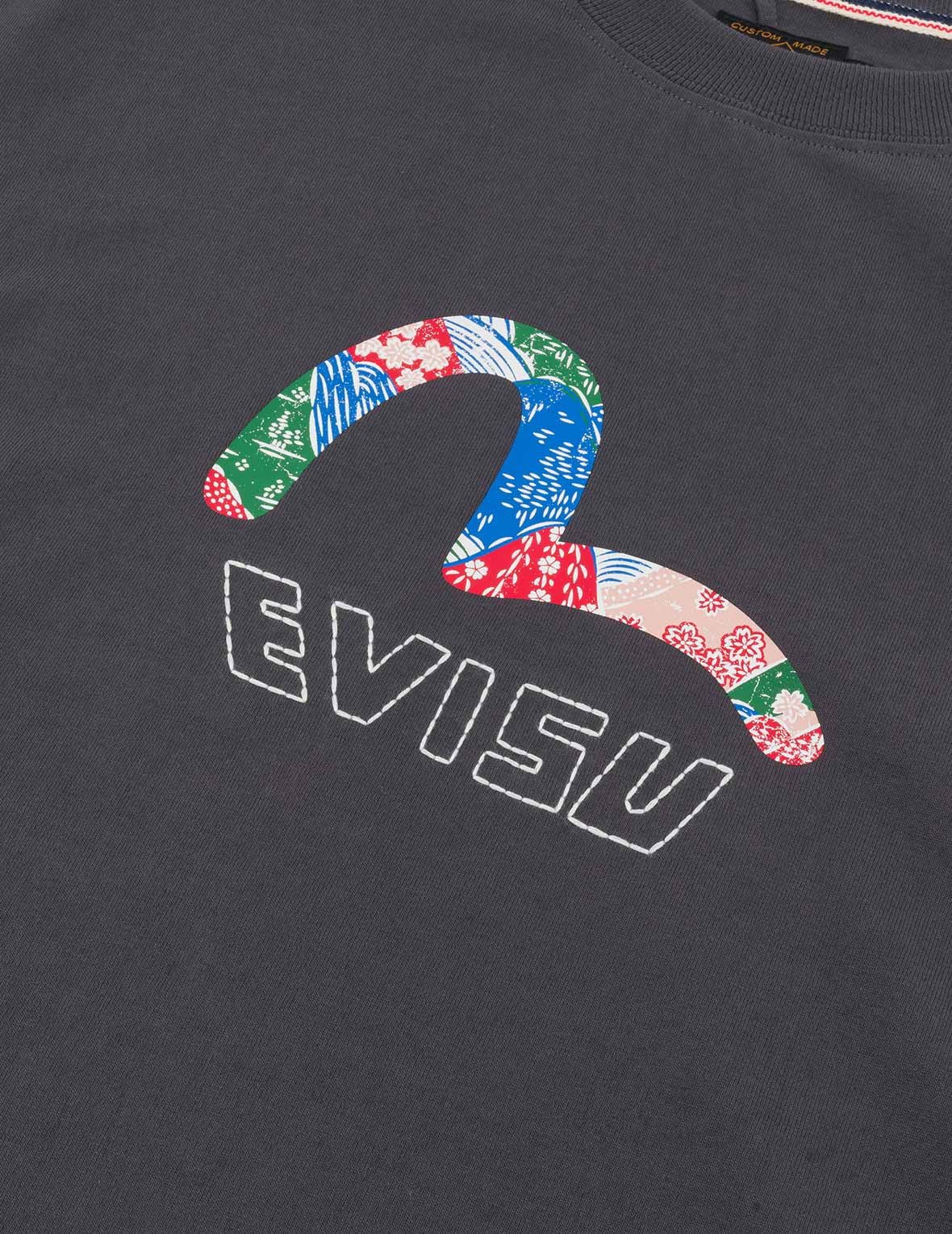 Seagull Print and Japanese Patch Logo Relax Fit T-shirt