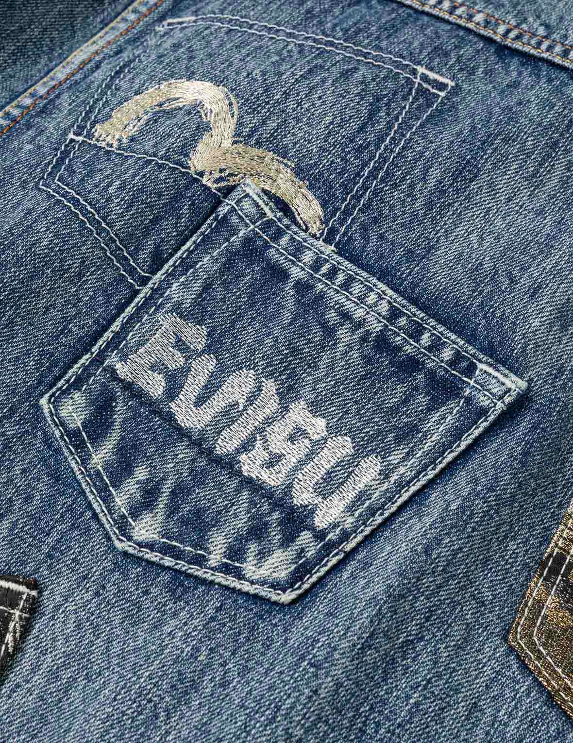Brocade Patch Multi-pocket Denim Jacket – EVISU