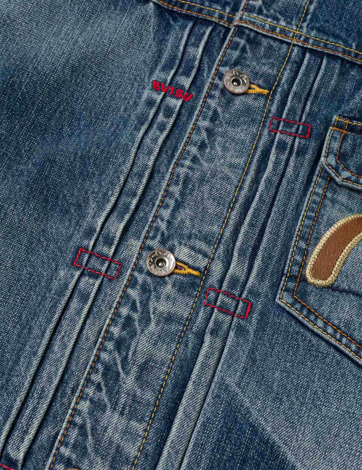 Evisu & Seagull Appliqué Chinese Denim Jacket